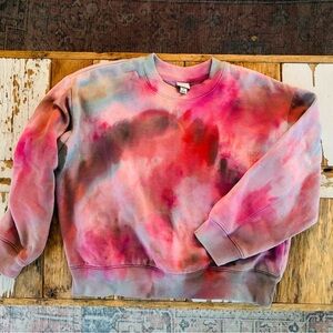 A New Day, Tie Dyed Sweatshirt. Rust and Pink Colors.